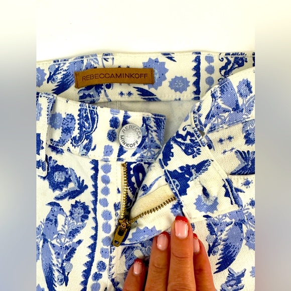Rebecca Minkoff Designer Low Rise Jane Skinny Jeans Blue & White Birds S… - Picture 7 of 10